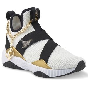 Baby Phat Women's White and Gold Chain Sneakers
